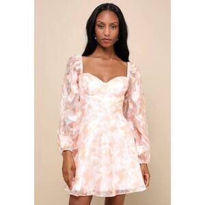 Lulus Instinctively Sweet Ivory And Orange Floral Bustier Mini Dress